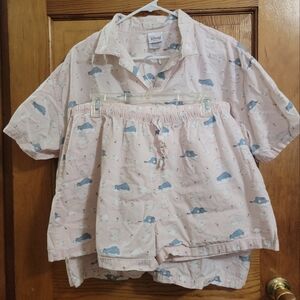 Disney | Eeyore Button Down Short Sleeve/Shorts Pajama Pj Set | L/XL